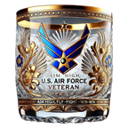Elegant Military-Emblem Whiskey Tumbler with Gold Accents