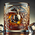 Elegant Military-Emblem Whiskey Tumbler with Gold Accents