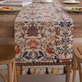 Elegant table runner with floral and bird motif