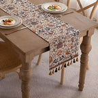 Elegant table runner with floral and bird motif