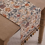 Elegant table runner with floral and bird motif