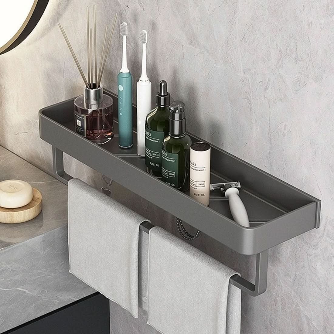 Elegant Wall Shelf for Stylish Bathroom Organisation Without Drilling