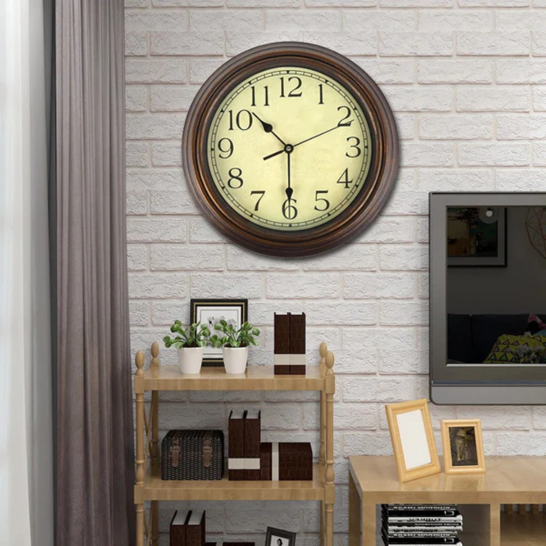 Elegant Wooden Wall Clock for Living Room – Silent
