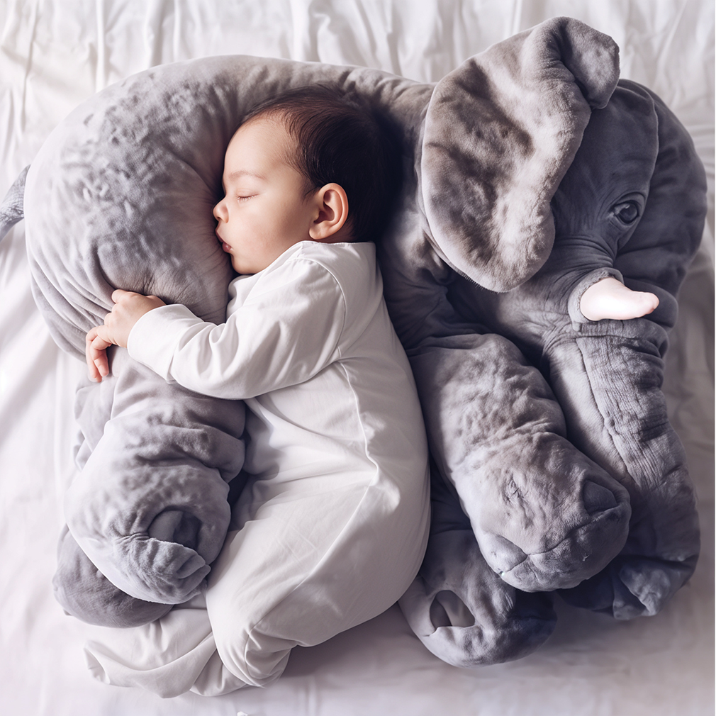 Elephant Plush Toy, Large Plush Cushion 40 or 60 cm for Babies and Children, PP Cotton Filling, 5 Colours