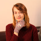 Elk Snowflake Printed Knitted Touchscreen Gloves