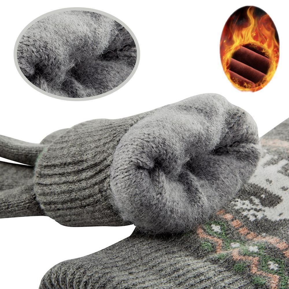 Elk Snowflake Printed Knitted Touchscreen Gloves