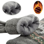 Elk Snowflake Printed Knitted Touchscreen Gloves