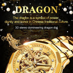 Embossed golden dragon watch