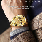 Embossed golden dragon watch