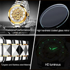 Embossed golden dragon watch