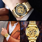 Embossed golden dragon watch