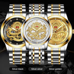 Embossed golden dragon watch