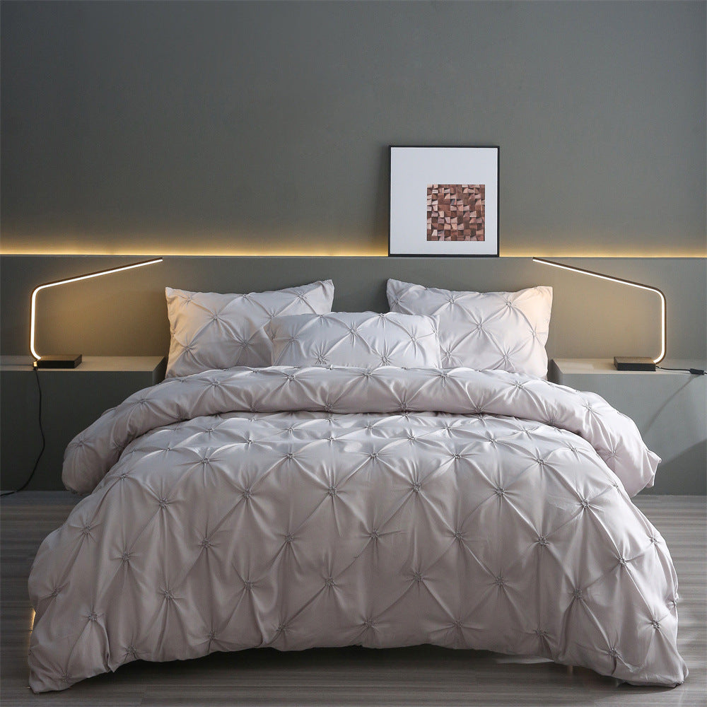 Embroidered Three-Piece Bedding Set with Pillowcases and Duvet Cover