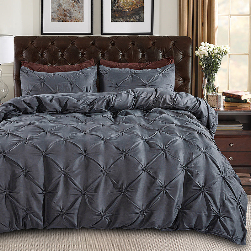 Embroidered Three-Piece Bedding Set with Pillowcases and Duvet Cover