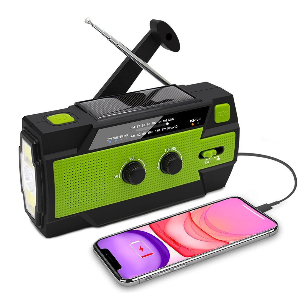 Emergency Radio Beacon With Hand Crank Solar Panel Am Fm And LED Torch