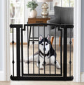 Emperor Rings Wrought Iron Dog Gate w/ Door (72 cm - 156 cm Extra Wide) Ornamental, Heavy Duty - Indoor Easy Pressure Mo