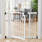 Emperor Rings Wrought Iron Dog Gate w/ Door (72 cm - 156 cm Extra Wide) Ornamental, Heavy Duty - Indoor Easy Pressure Mo