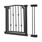 Emperor Rings Wrought Iron Dog Gate w/ Door (72 cm - 156 cm Extra Wide) Ornamental, Heavy Duty - Indoor Easy Pressure Mo