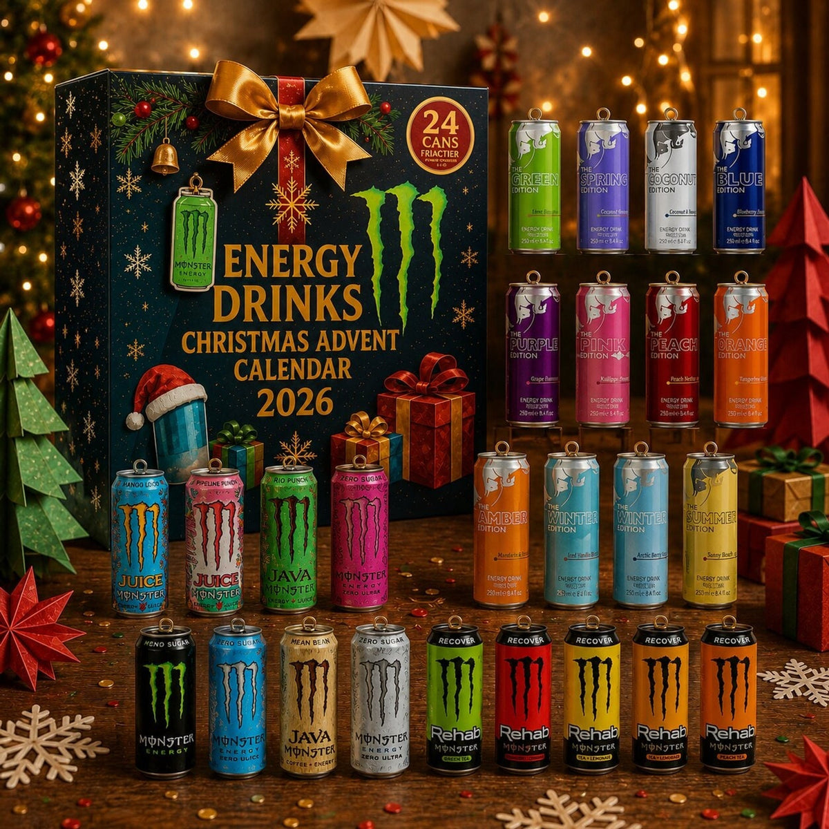 Energy Drink Advent Calendar 24 Days Christmas Countdown Box