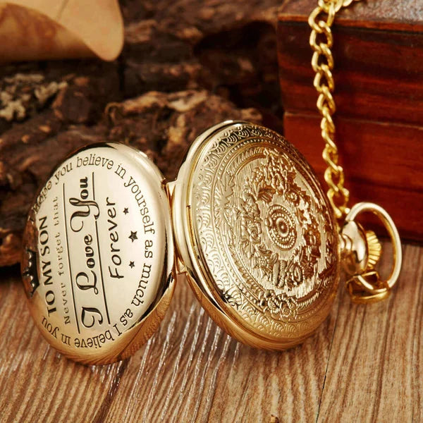 Engraved Pocket Watch with Quartz Movement – Keepsake Gift