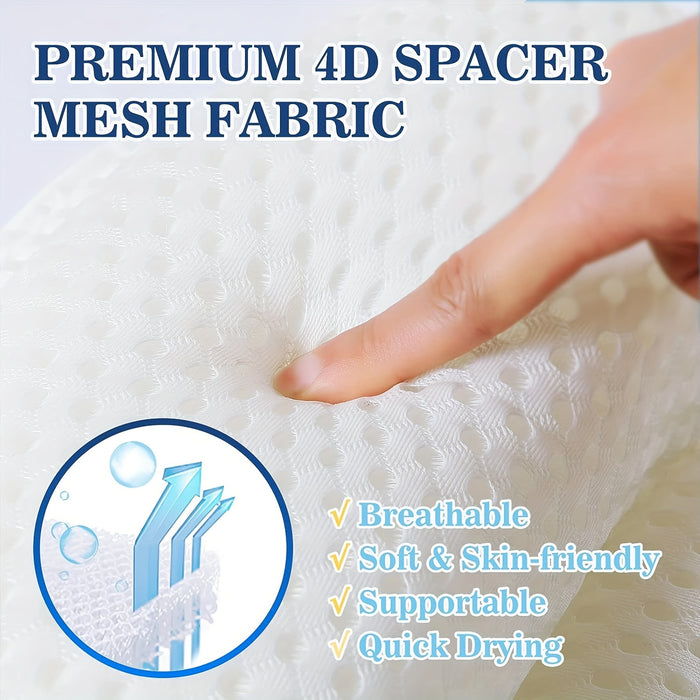 Ergonomic bath pillow with mesh spa cushion
