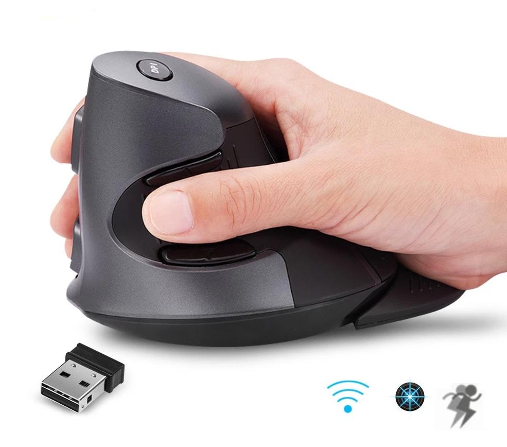 Ergonomic Vertical Wireless 6-Button Mouse