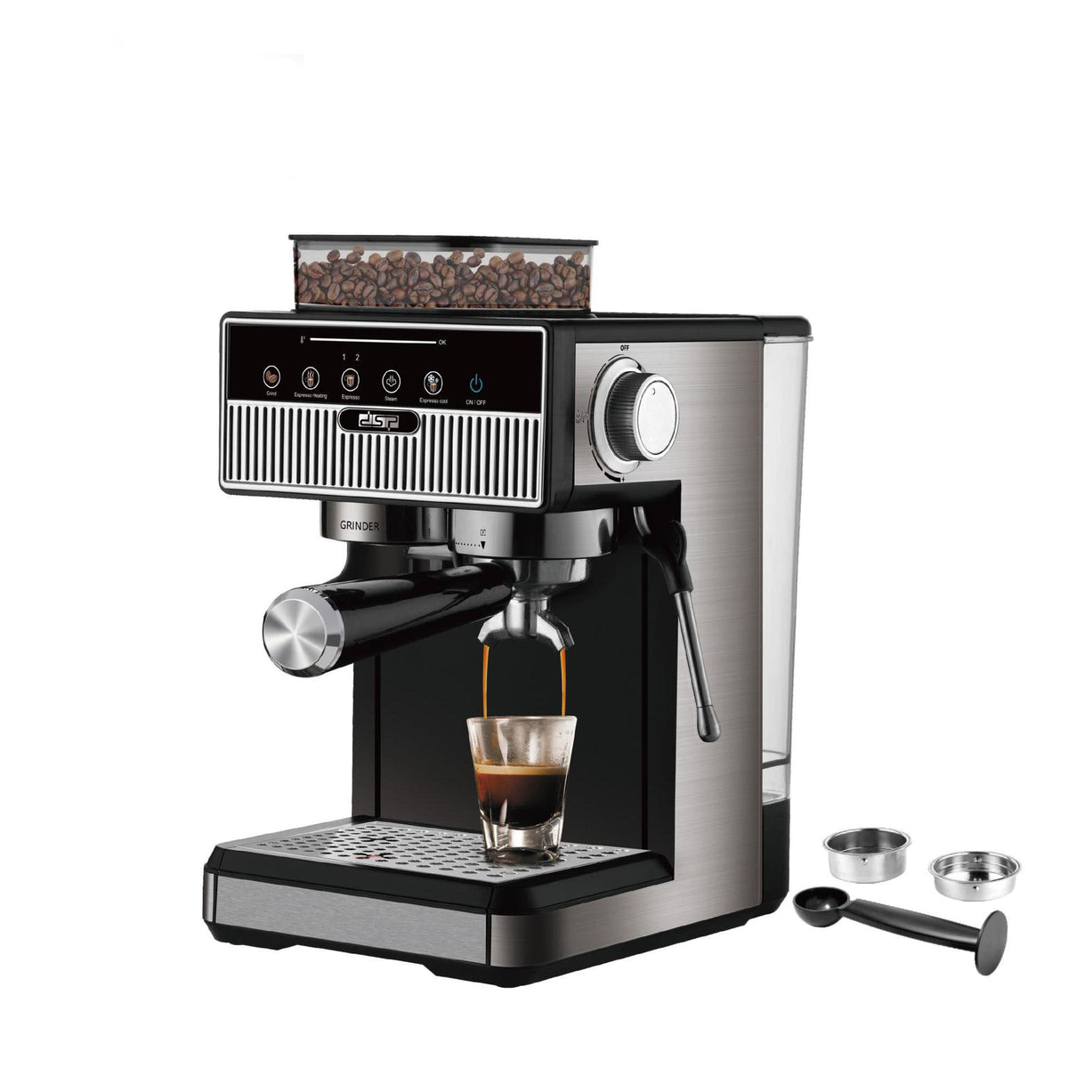 Espresso Machine with Integrated Grinder and Precise Temperature Control