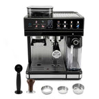 Espresso machine with integrated grinder and precise temperature control
