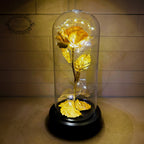 Eternal Rose – Gold Rose in Glass Dome with LED Lighting