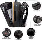 Expandable 26–45L Waterproof Travel Backpack with Laptop Sleeve & Duffle Carry