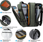 Expandable 26–45L Waterproof Travel Backpack with Laptop Sleeve & Duffle Carry