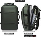 Expandable 26–45L Waterproof Travel Backpack with Laptop Sleeve & Duffle Carry