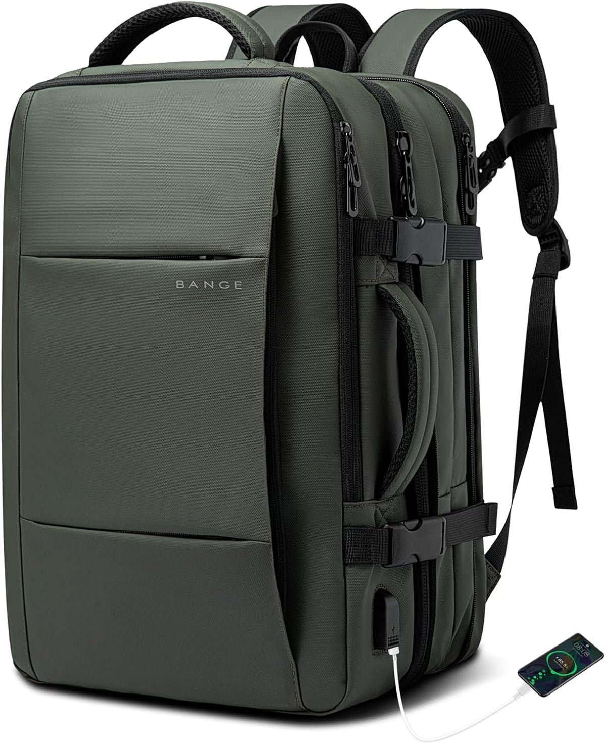 Expandable 26–45L Waterproof Travel Backpack with Laptop Sleeve & Duffle Carry