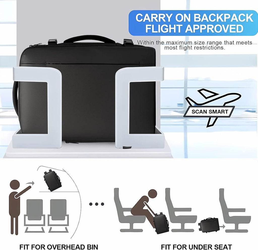 Expandable 26–45L Waterproof Travel Backpack with Laptop Sleeve & Duffle Carry