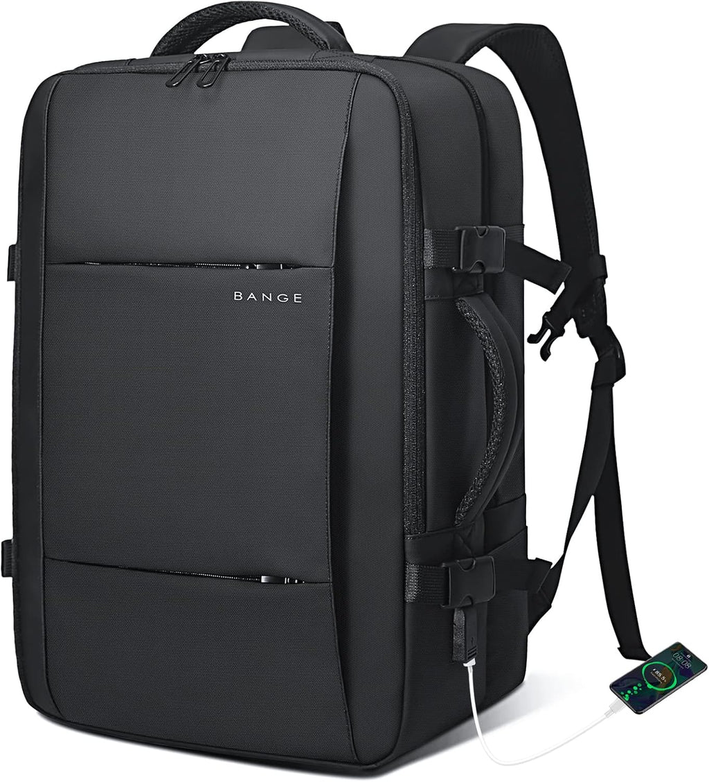 Expandable 26–45L Waterproof Travel Backpack with Laptop Sleeve & Duffle Carry