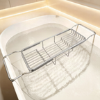 Expandable stainless steel bathtub rack