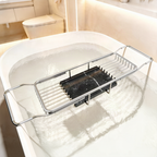 Expandable stainless steel bathtub rack