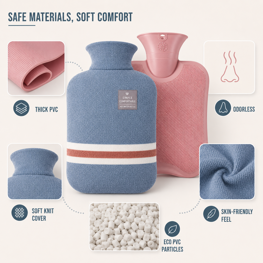 Extra Large Hot Water Bottle, 2-Litre PVC With Soft Knit Cover