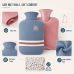 Extra Large Hot Water Bottle, 2-Litre PVC With Soft Knit Cover