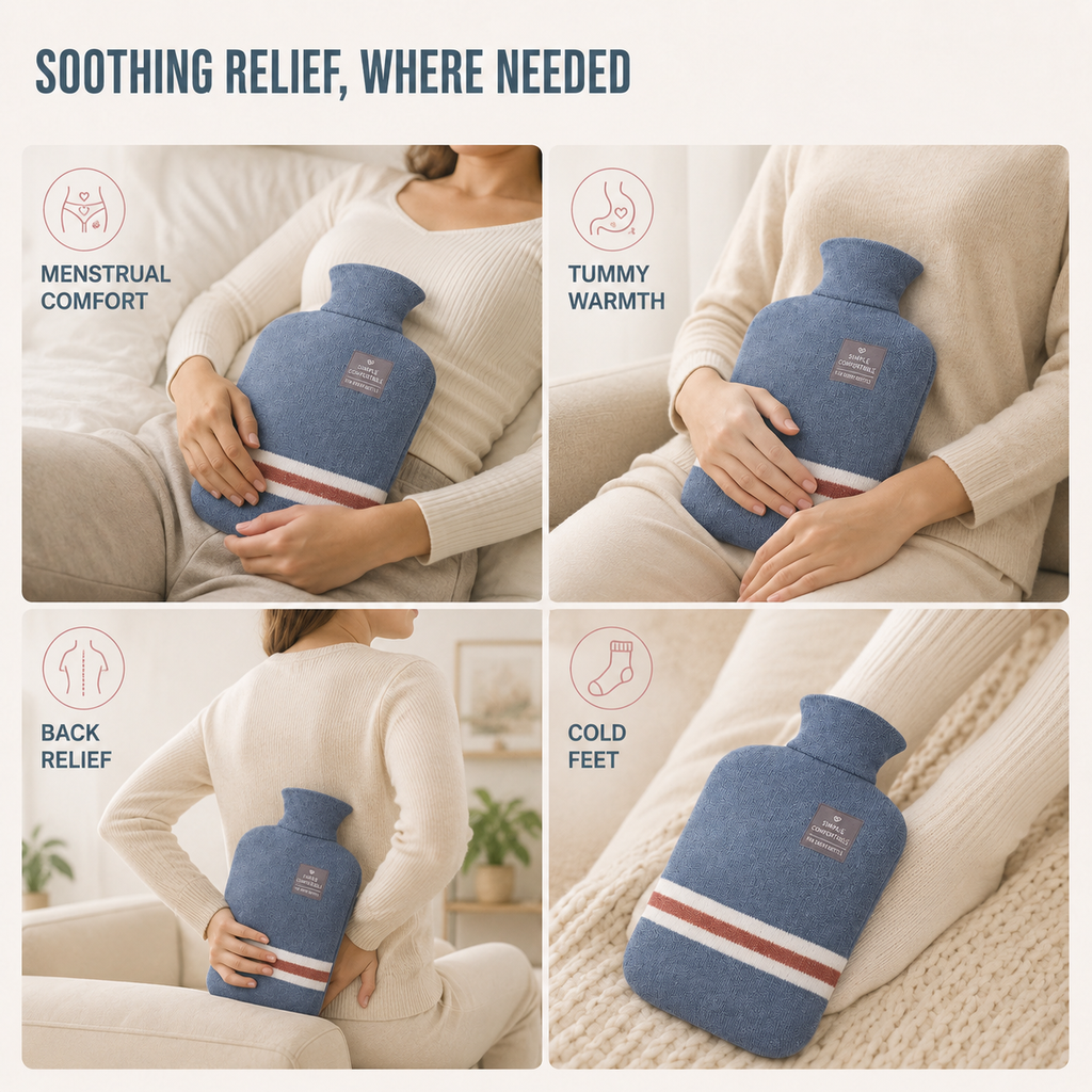 Extra Large Hot Water Bottle, 2-Litre PVC With Soft Knit Cover