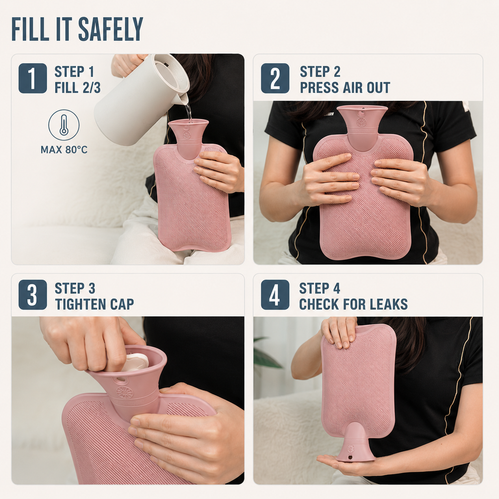 Extra Large Hot Water Bottle, 2-Litre PVC With Soft Knit Cover