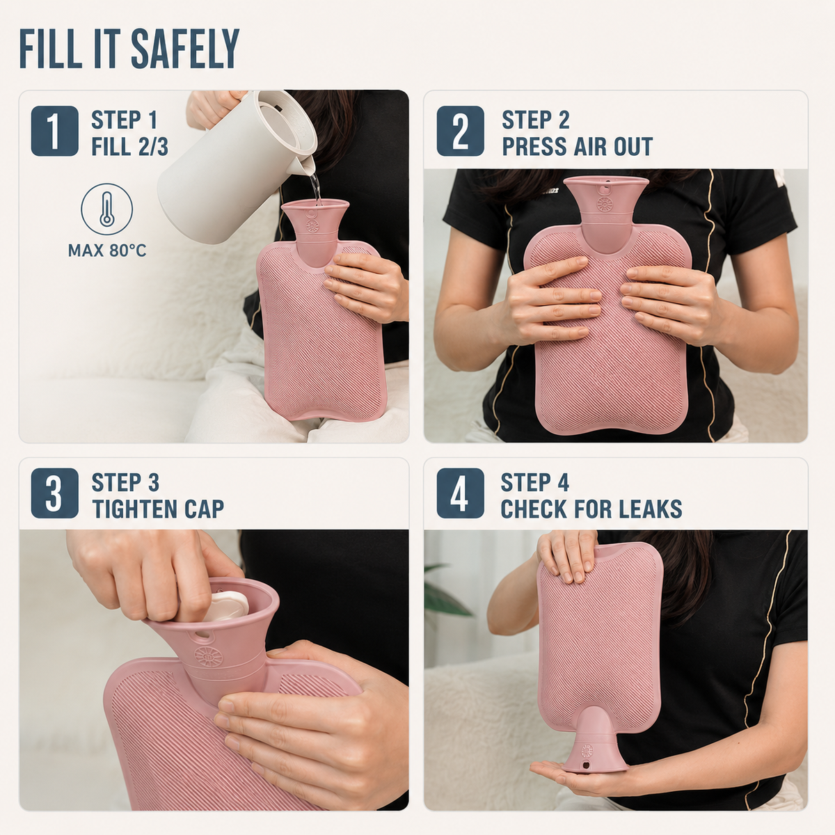 Extra Large Hot Water Bottle, 2-Litre PVC With Soft Knit Cover