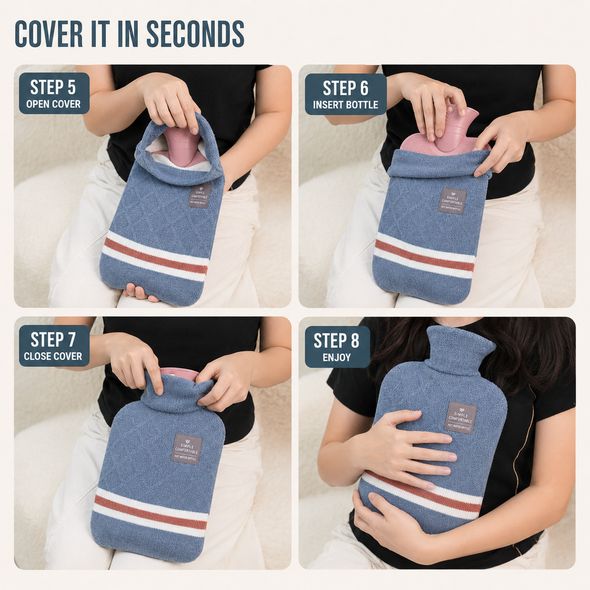 Extra Large Hot Water Bottle, 2-Litre PVC With Soft Knit Cover