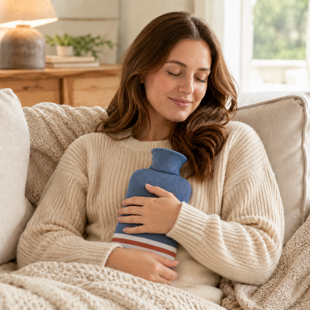 Extra Large Hot Water Bottle, 2-Litre PVC With Soft Knit Cover
