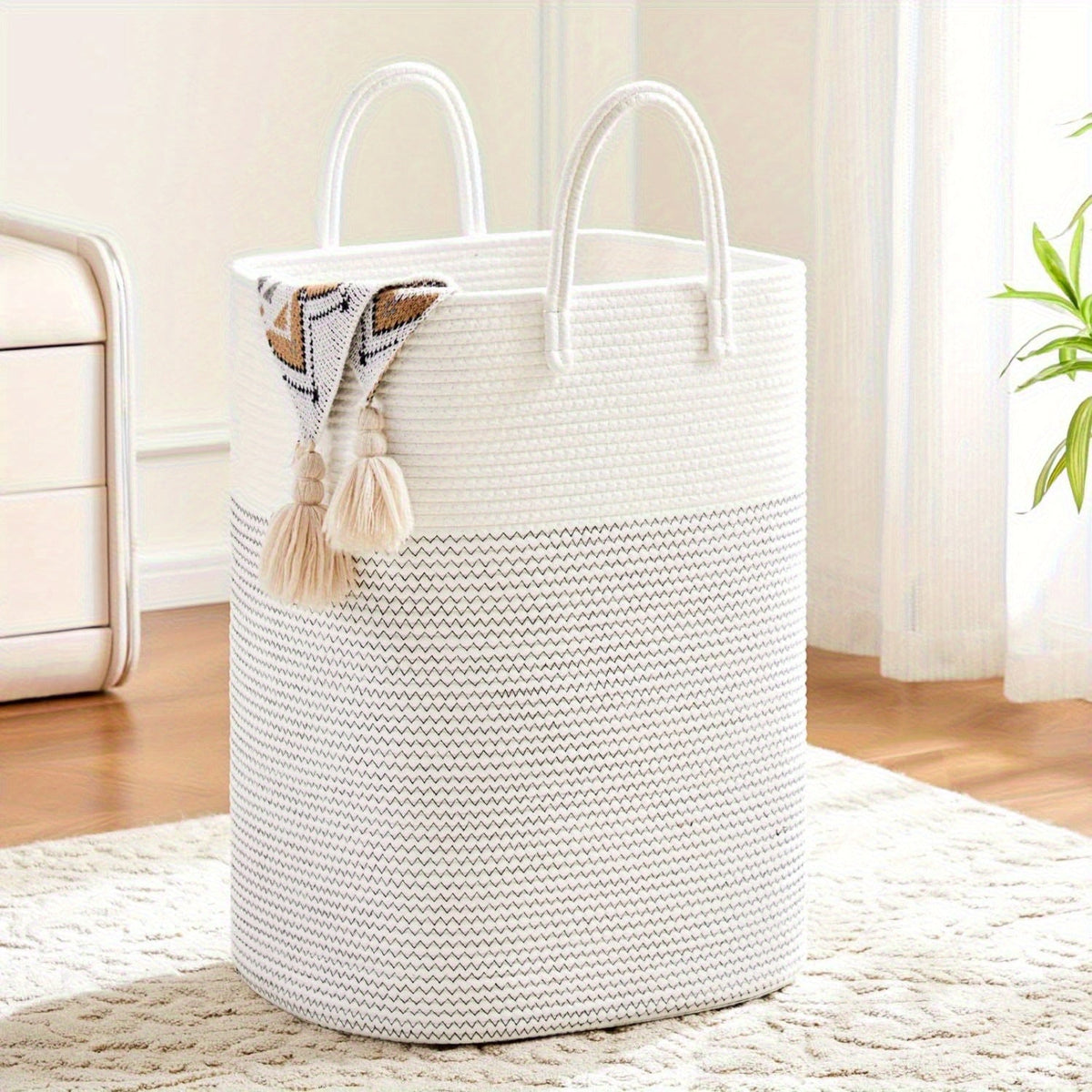 Extra Large Woven Laundry Basket - Space for All Your Things, Durable and Practical