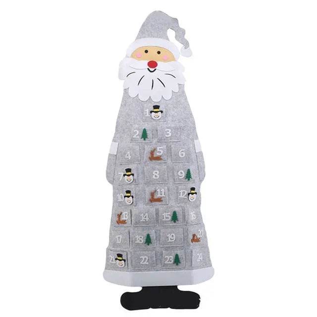 Felt Advent Calendar Christmas Tree Wall Hanging with Santa Claus Ornaments