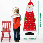 Felt Advent Calendar Christmas Tree Wall Hanging with Santa Claus Ornaments