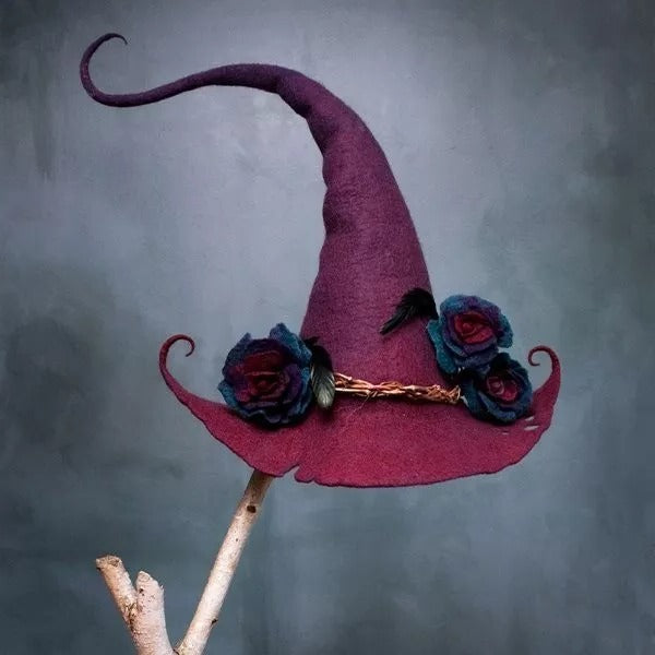 Felt Witch Hat for Halloween Party — Handmade Merino Wool
