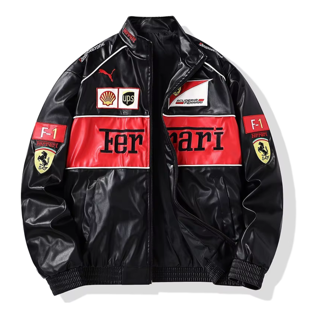 Ferrari Vintage Racing Leather Jacket – Unisex – Retro (Oversize)