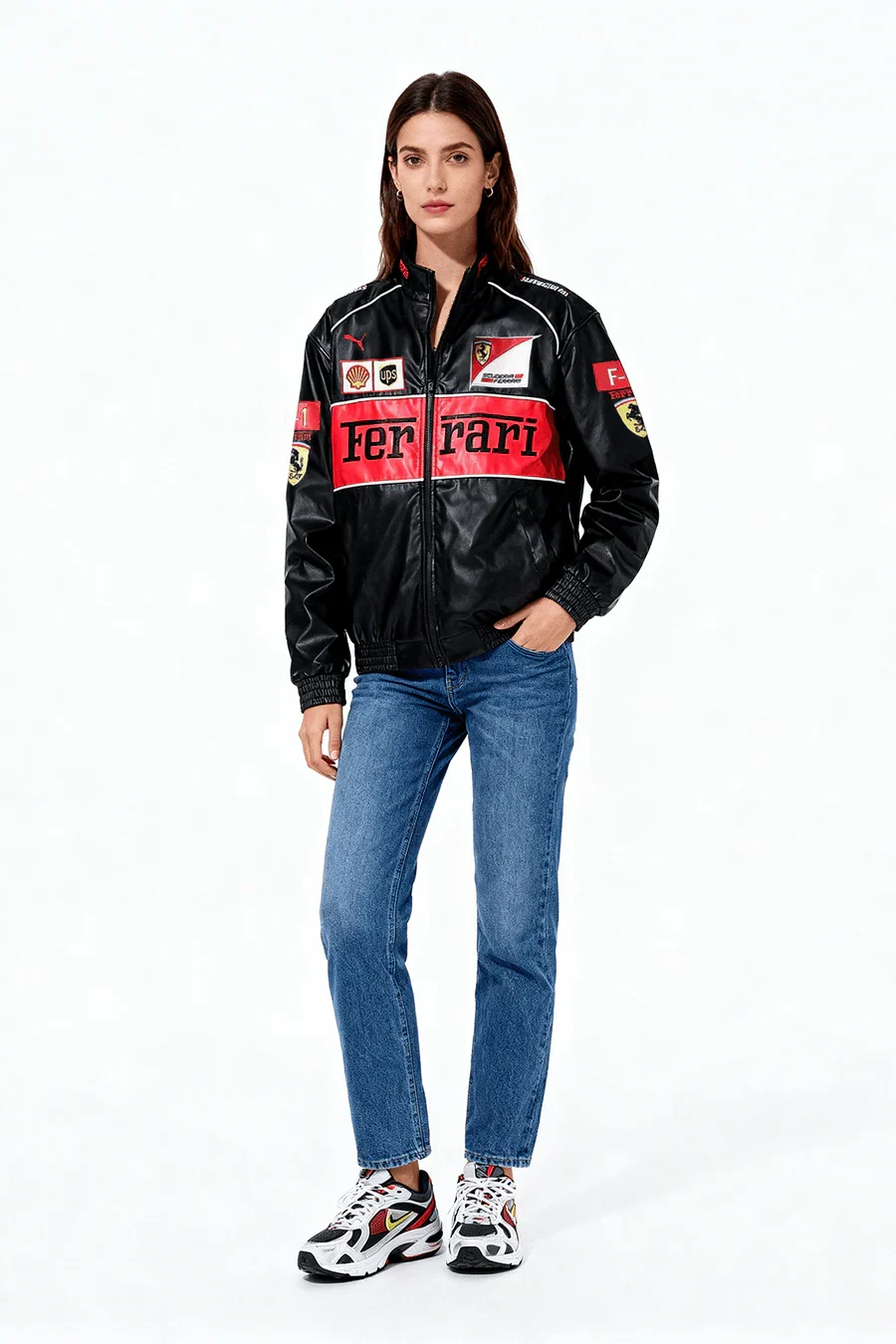 Ferrari Vintage Racing Leather Jacket – Unisex – Retro (Oversize)